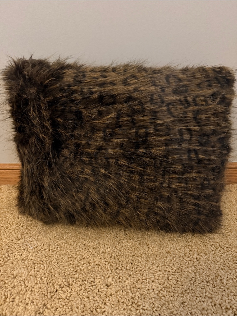 Plush Faux Fur Decorative Pillow in Dark Brown - Unbranded